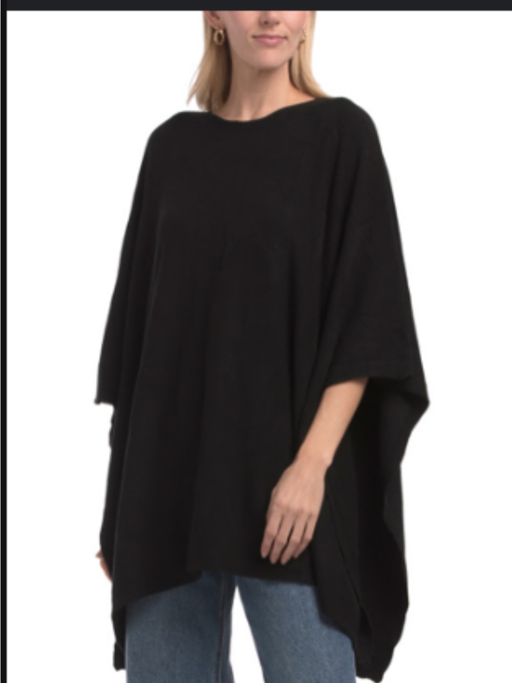 Made in Italy - Women’s Black Oversized Knit Poncho Sweater